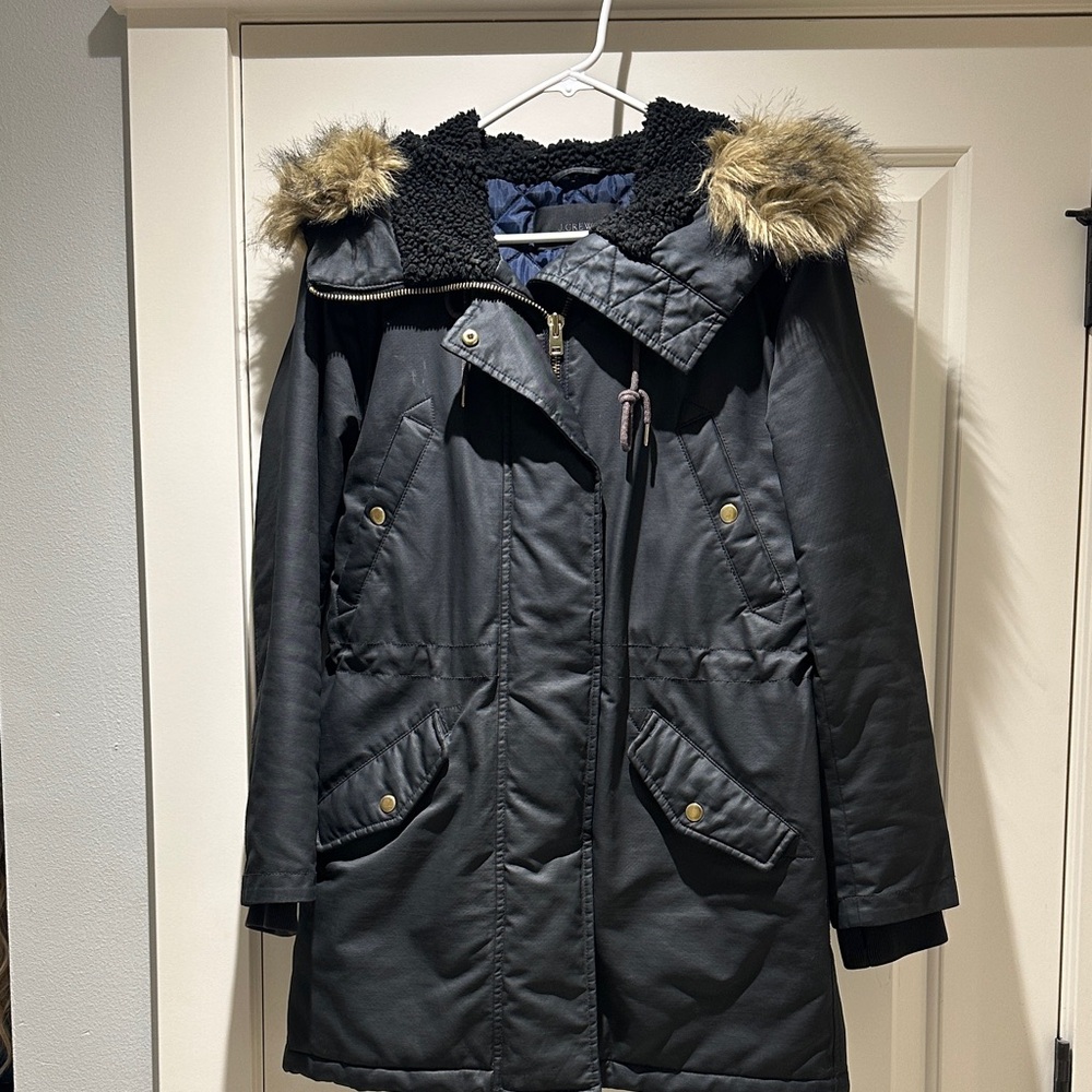 Women's Black Faux Fur Hooded Parka
